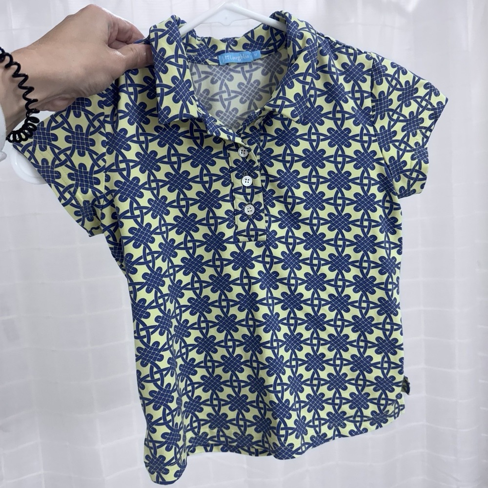 J. Mclaughlin‎ Patterned Geometric Girls Size Medium Short Sleeve Collared Shirt